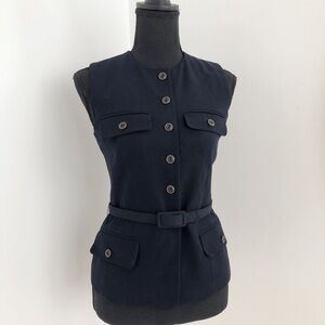 Vintage Ann Taylor Navy Blue Button-Up Sleeveless Vest 2P